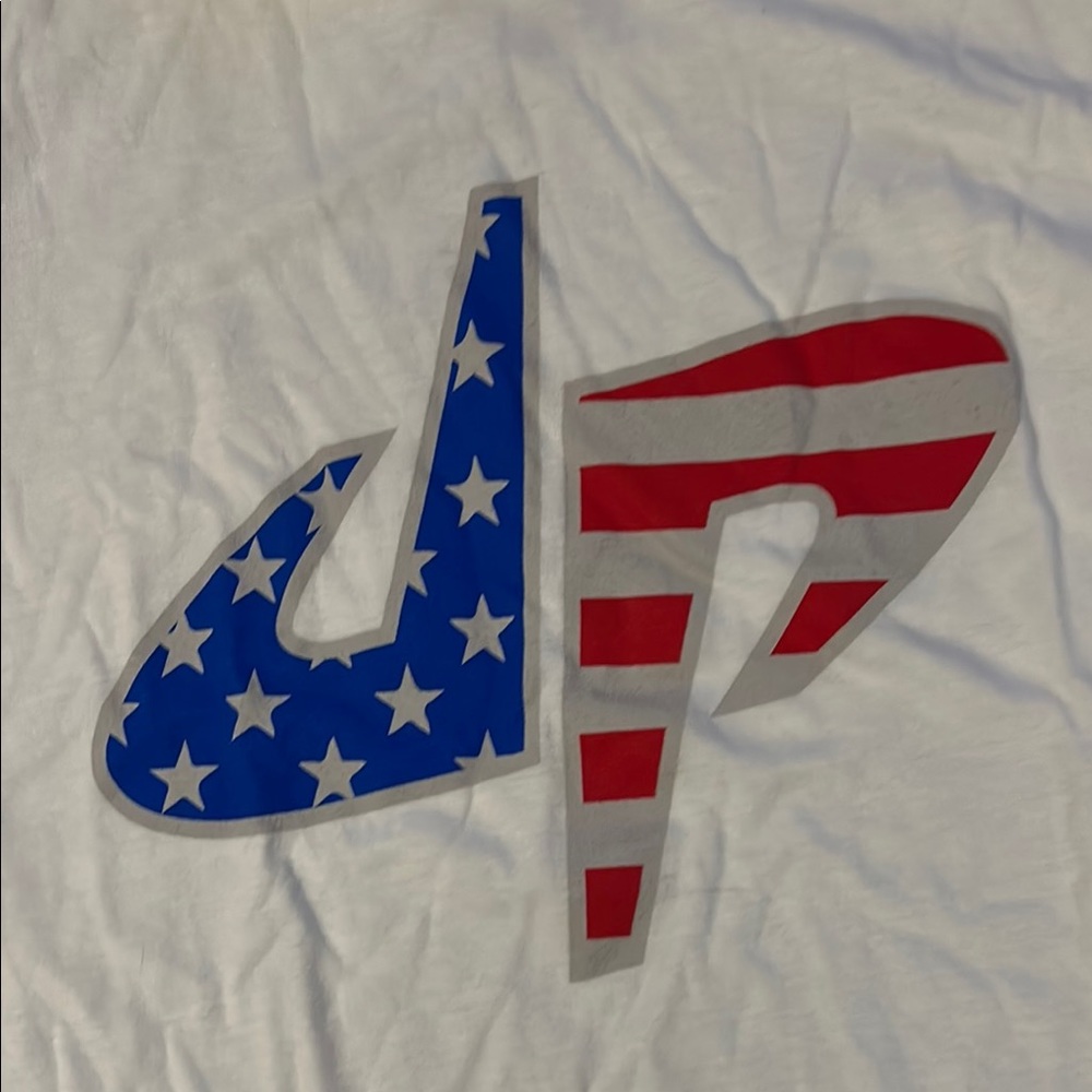 White Tee with American Flag Logo - Picture 2 of 4